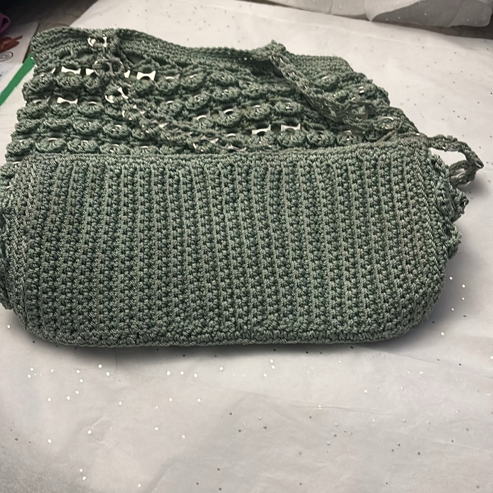 Handmade Light Teal Recycled Tab Crochet Shoulder - Picture 4 of 4